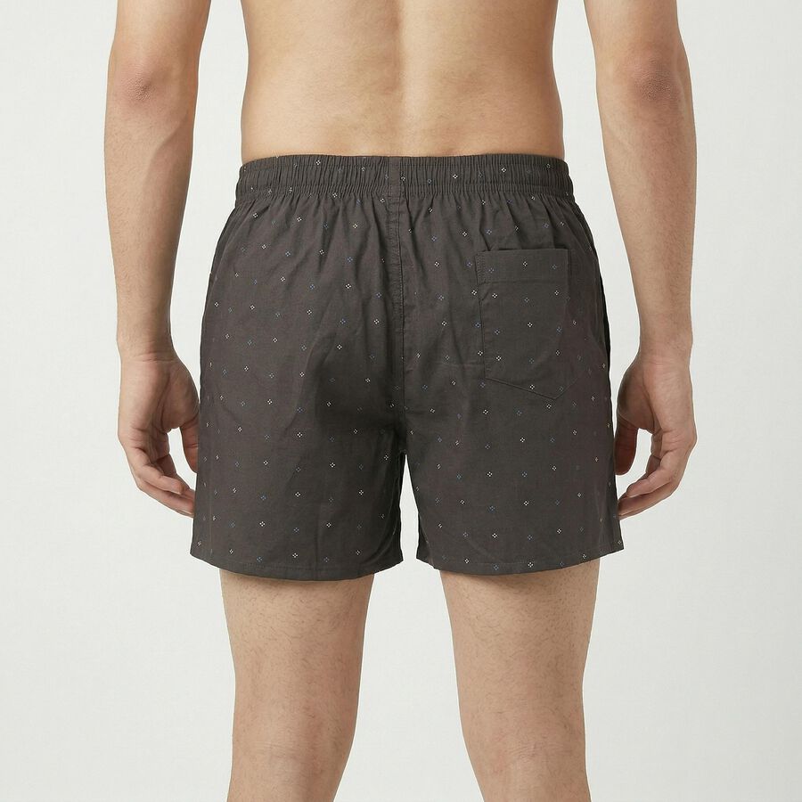 Men's Grey Regular Fit Solid Boxers, गहरा ग्रे, large