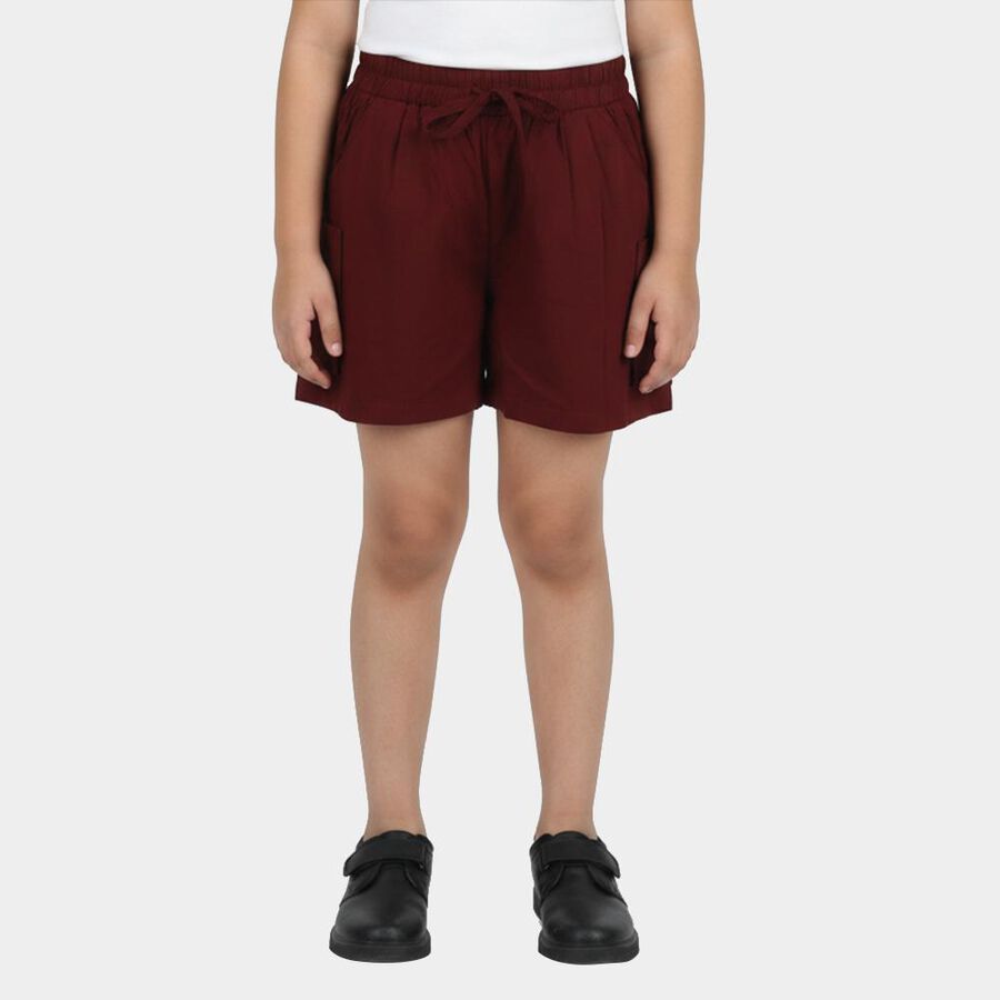 Girls Wine Regular Fit Cargo Shorts, वाइन, large