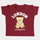 Girls' Maroon Cotton Round Neck Casual T-Shirt, वाइन, small