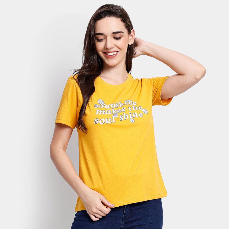 Ladies' Round Neck T-Shirt, Mustard, large image number null