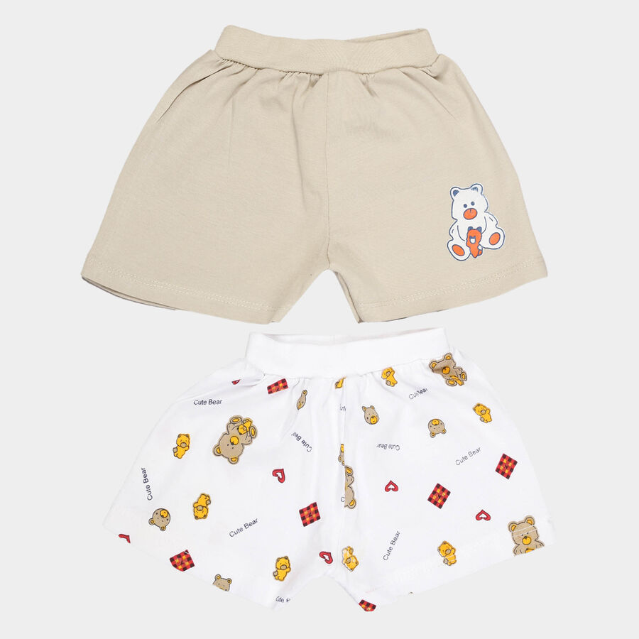 Infants Cotton Printed Half Pant, Beige, large image number null