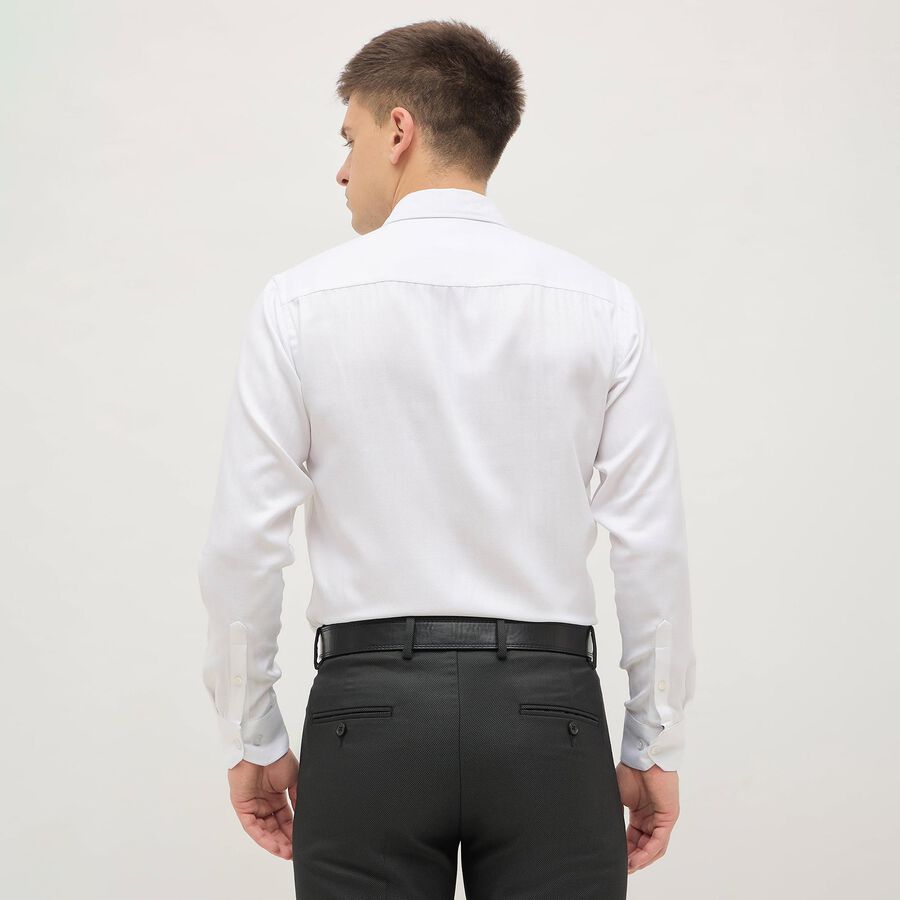 Men's Rich Eggshell White Spread Collar Formal Shirt, सफ़ेद, large