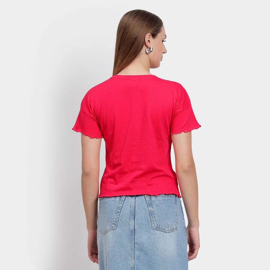 Ladies' 100% Cotton Crop  Top, गुलाबी, large image number null