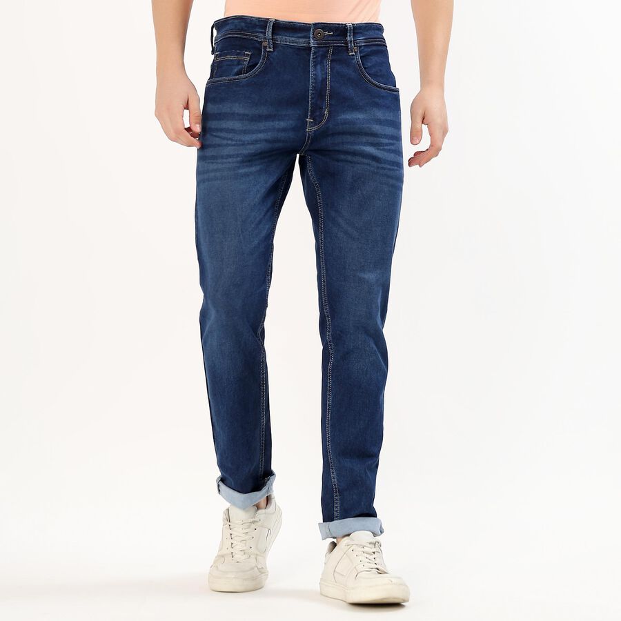 Men's Dark Blue Skinny Fit Jeans, गहरा नीला, large image number null