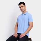 Men's Collared Half Sleeves T-Shirt , हल्का नीला, small