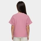 Girls Pink Round Neck Casual T-Shirt, Pink, small