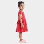 Girls' Fuchsia Fit and Flare Polka Dot Butterfly Print Frock, Fuchsia, small