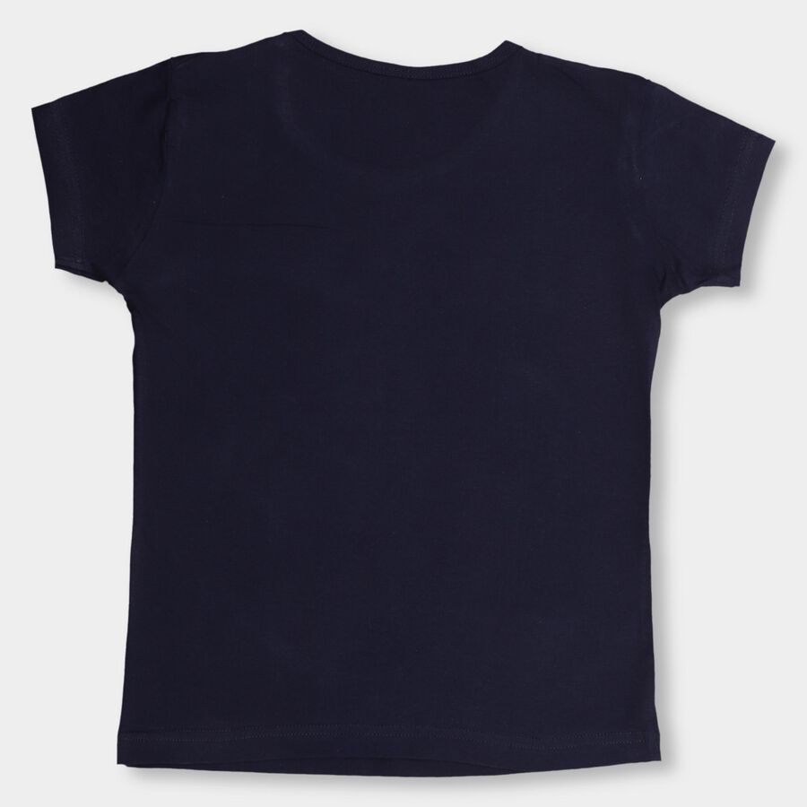 Girls' 100% Cotton T-Shirt , नेवी ब्लू, large image number null