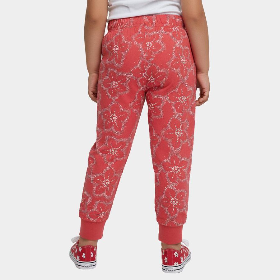 Girls Coral Regular Fit Floral Printed Pyjama, मूँगा (कोरल), large
