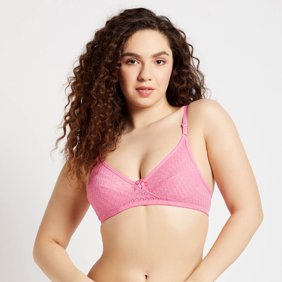 Full Lace Non-Padded Bra, Pink, large image number null