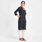 Printed Kurta, Navy Blue, small image number null
