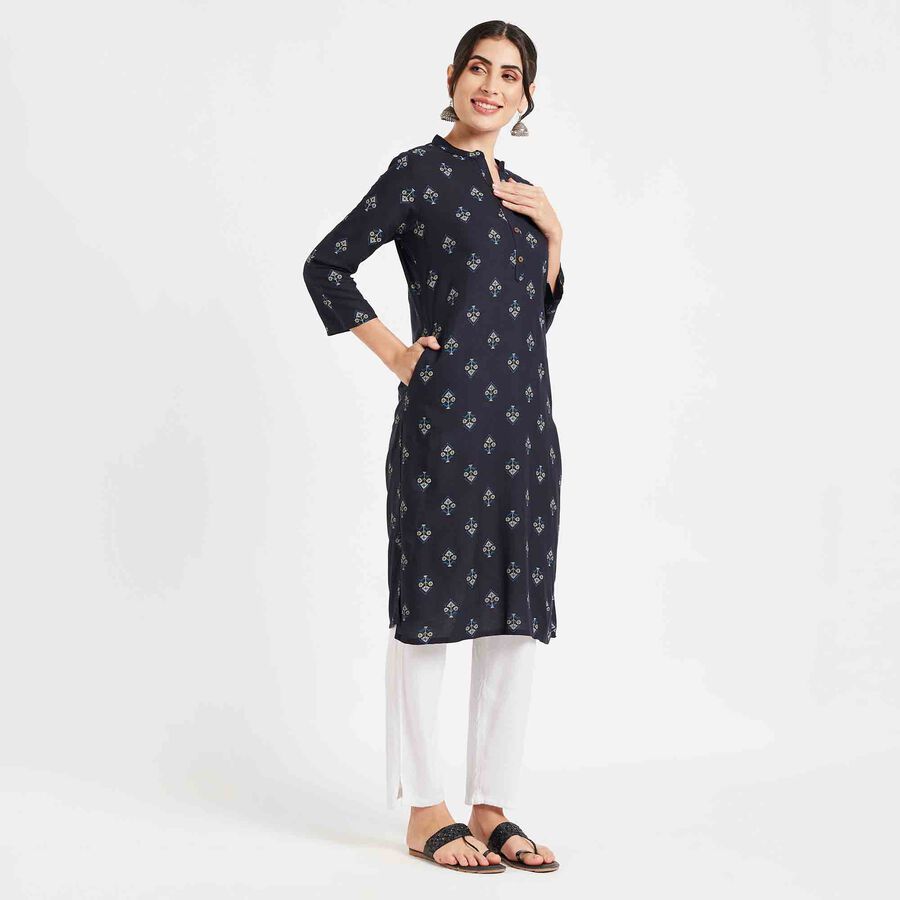 Printed Kurta, Navy Blue, large image number null