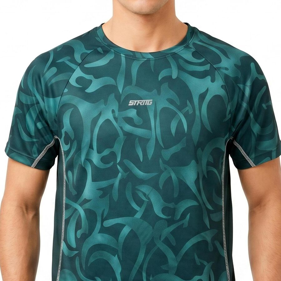 Men's Dark Green Round Neck Raglan Drifit T-Shirt, गहरा हरा, large