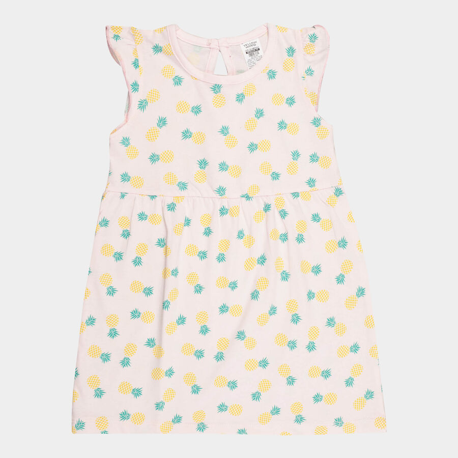 Infants Cotton Frock, Pink, large image number null