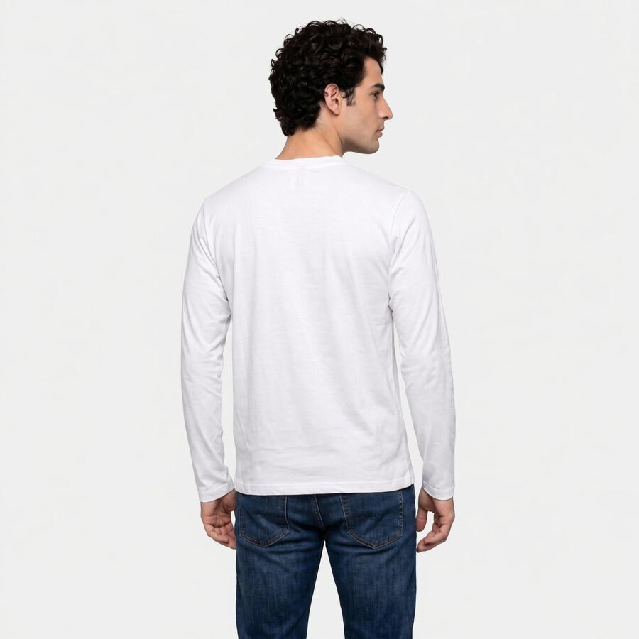 Men's White Crew Neck Regular T-Shirt, सफ़ेद, large