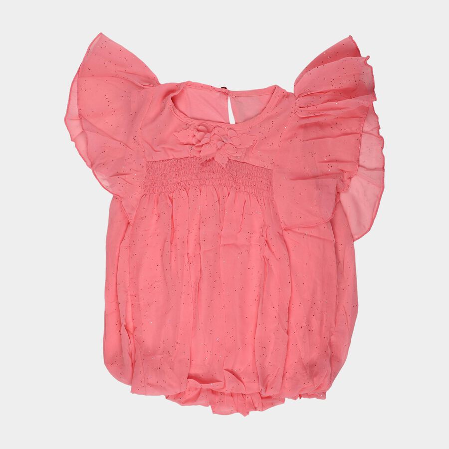 Girls' Pink Round Neck Graphic Printed T-Shirt, Pink, large