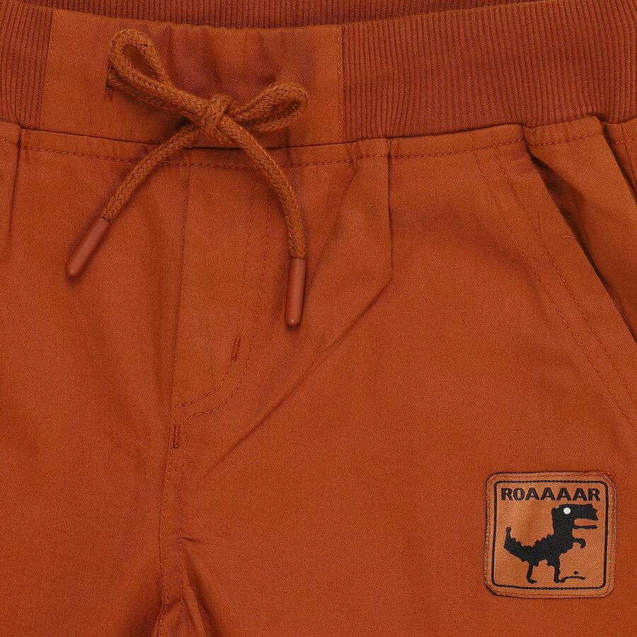 Boys Rust Orange Regular Fit Jogger Trousers, भूरा, large image number null