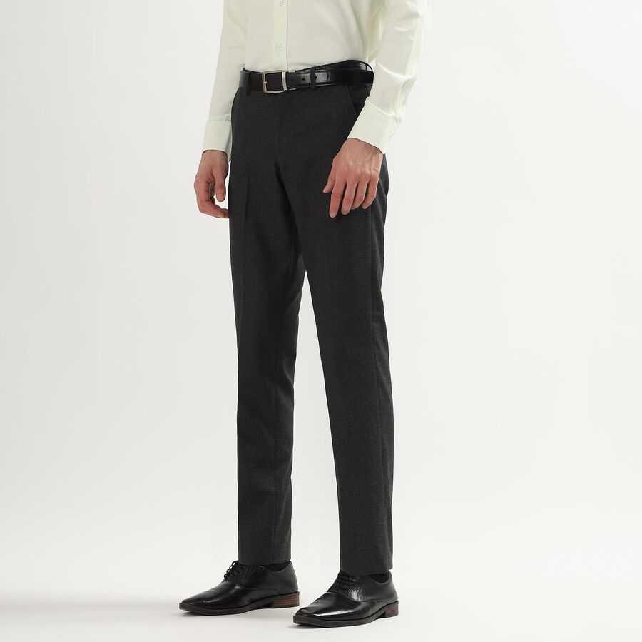 Men's Slim Fit Formal Trousers, चारकोल, large image number null