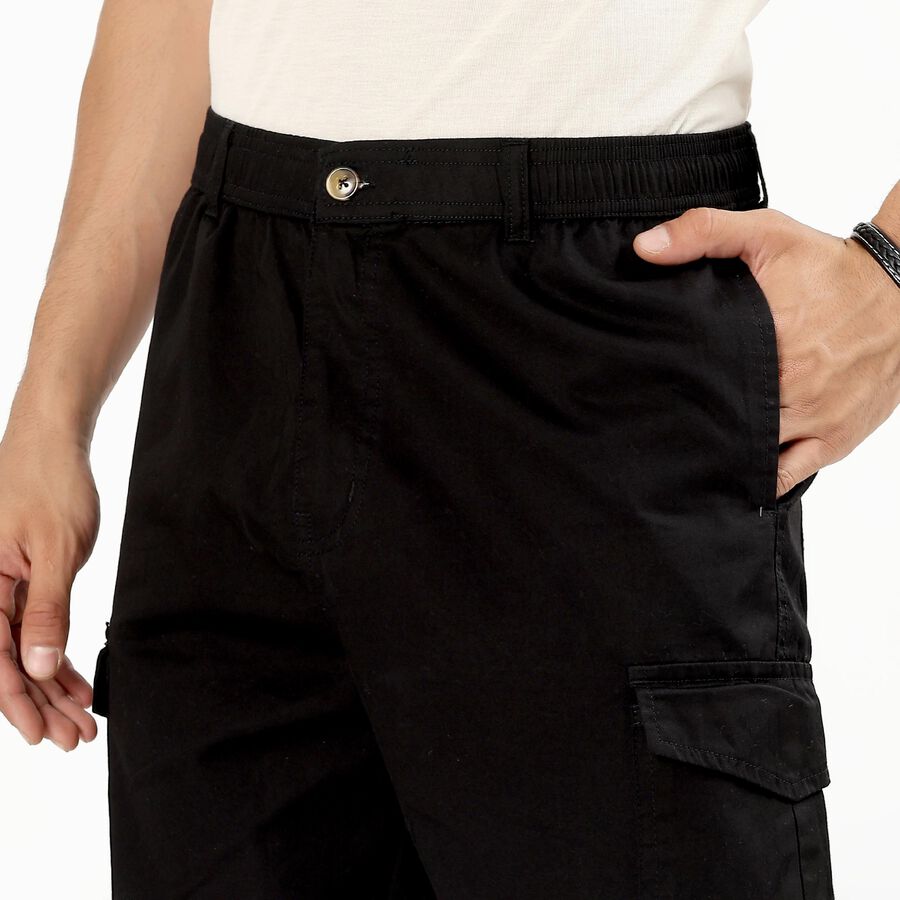 Men's Black Regular Fit Cargo Track Pants, Black, large image number null