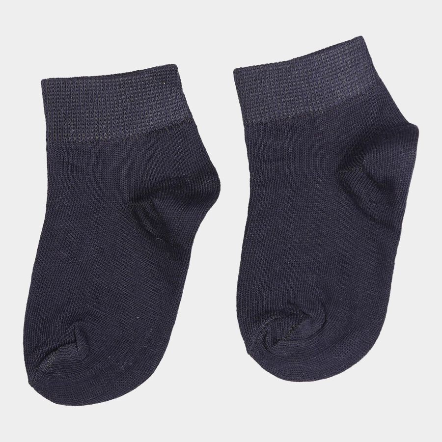 Girls Solid Ankle Length Socks, Navy Blue, large image number null