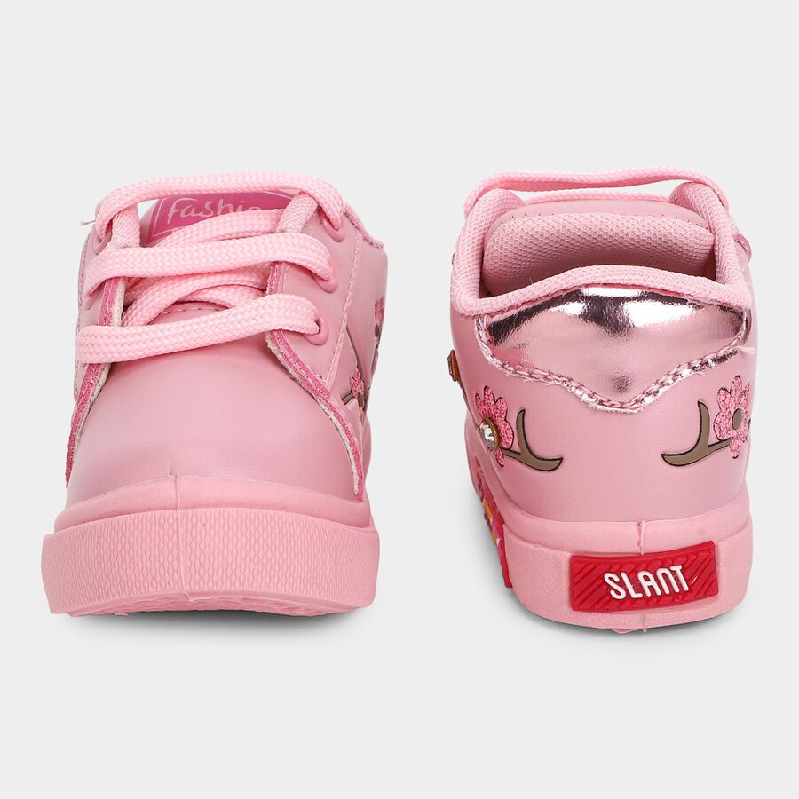 Girls Soft Baby Pink Lace-Up Casual Shoes, गुलाबी, large image number null