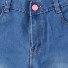 Girls Blue Regular Fit Solid Capri, मध्यम नीला, small