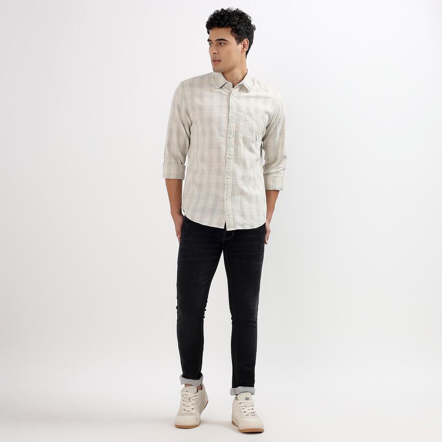Men's 100% Cotton Casual Shirt, Light Green, large image number null