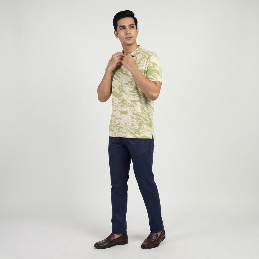 Men's Light Green Cotton Collared Neck Casual T-Shirt, हल्का हरा, large
