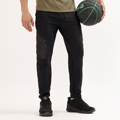 Men's Dark Charcoal Slim Fit Cut And Sew Track Pants