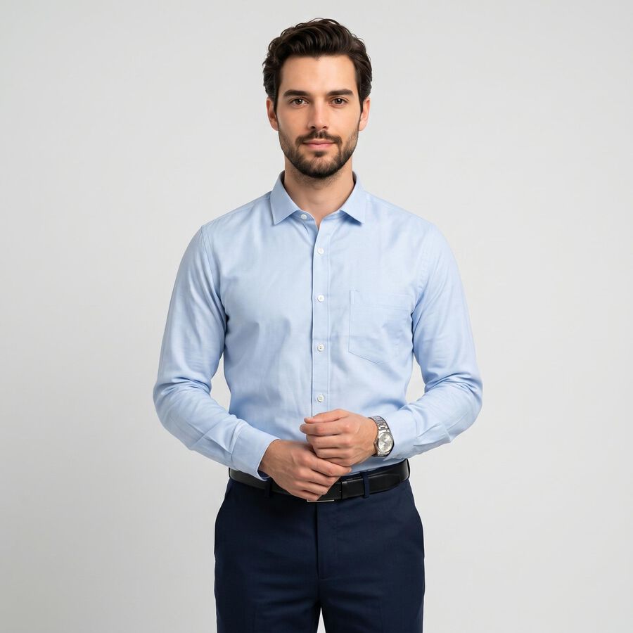 Men's Light Blue Formal Shirt, हल्का नीला, large
