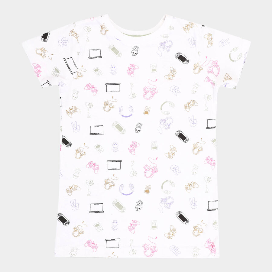 Boys All Over Print T-Shirt, White, large image number null