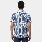 Men's Navy Blue Cotton Spread Collar Slim Fit Casual Shirt, Navy Blue, small