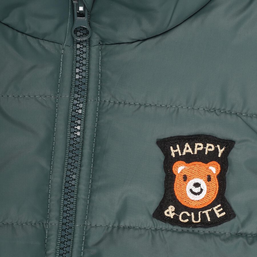 Infants Dark Green High Neck Casual Jacket, Dark Green, large image number null
