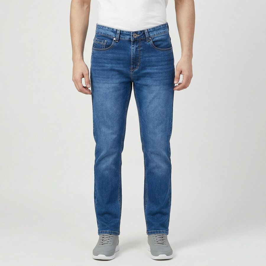 Men's Blue Slim Fit Jeans, Mid Blue, large