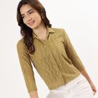 Women's Light Green Lace Full Sleeve Shirt, Light Green, small image number null