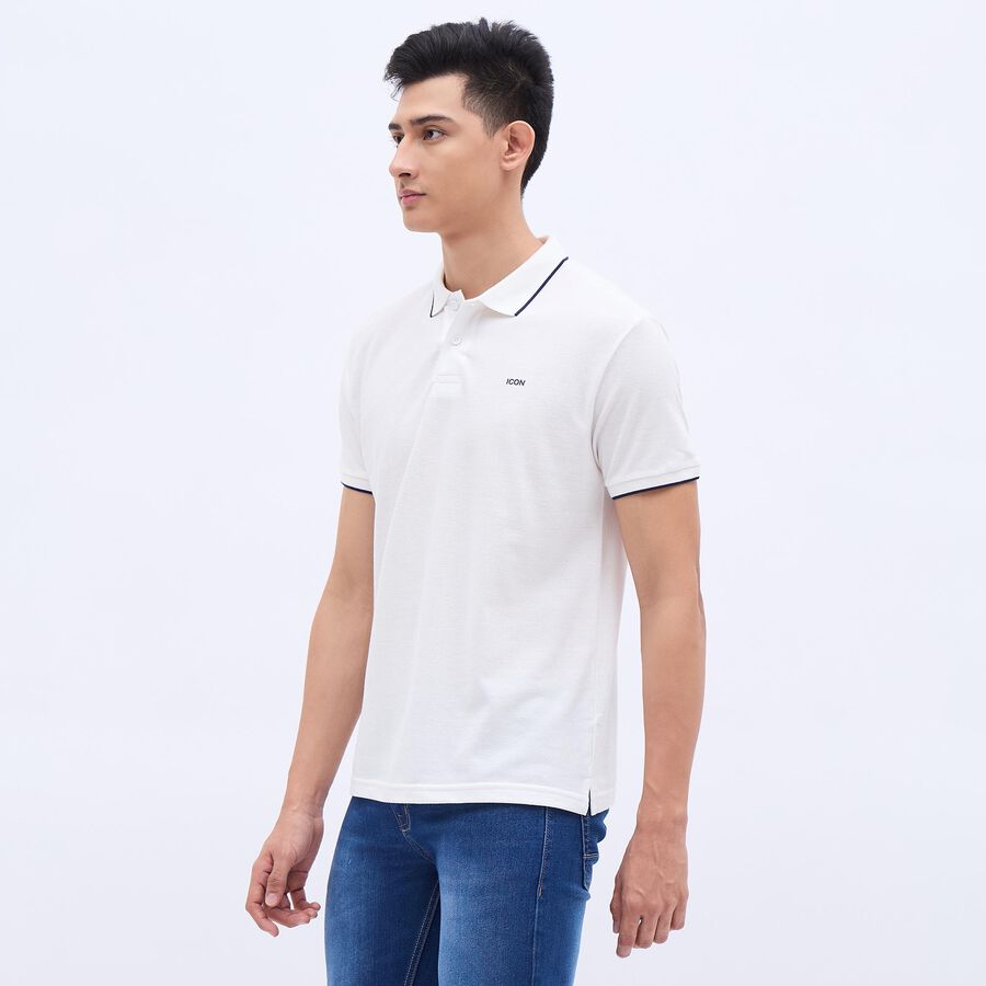 Men's Bright Eggshell White Polo Neck Polo Tee Shirt, White, large image number null