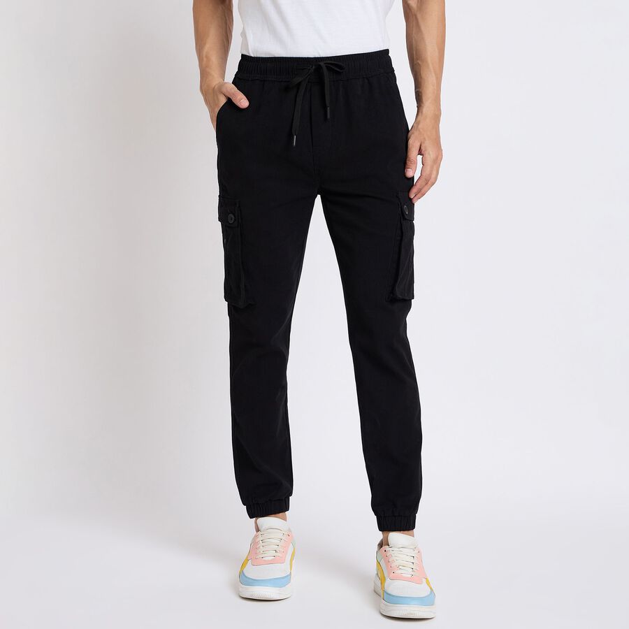 Men's Slim Fit Casual Trousers, Black, large image number null