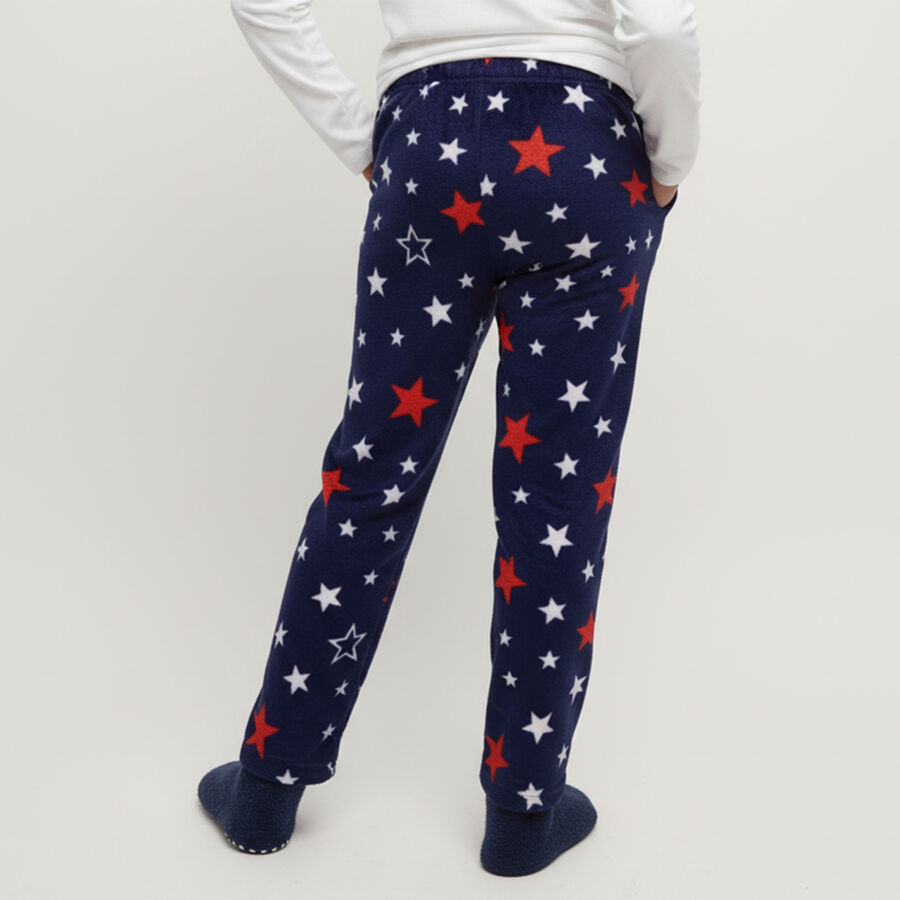 Girls' Navy Blue Star Printed Winter Pyjama, नेवी ब्लू, large image number null