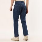 Men's Blue Regular Fit Cotton Jeans, गहरा नीला, small