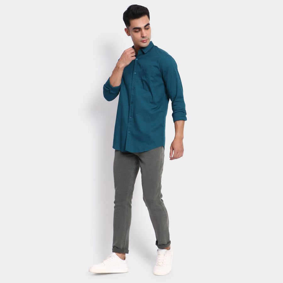Men's 100% Cotton Casual Shirt, Dark Green, large image number null