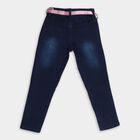 Girls' Dark Midnight Navy Slim Fit Embroidered Jeans, गहरा नीला, small image number null