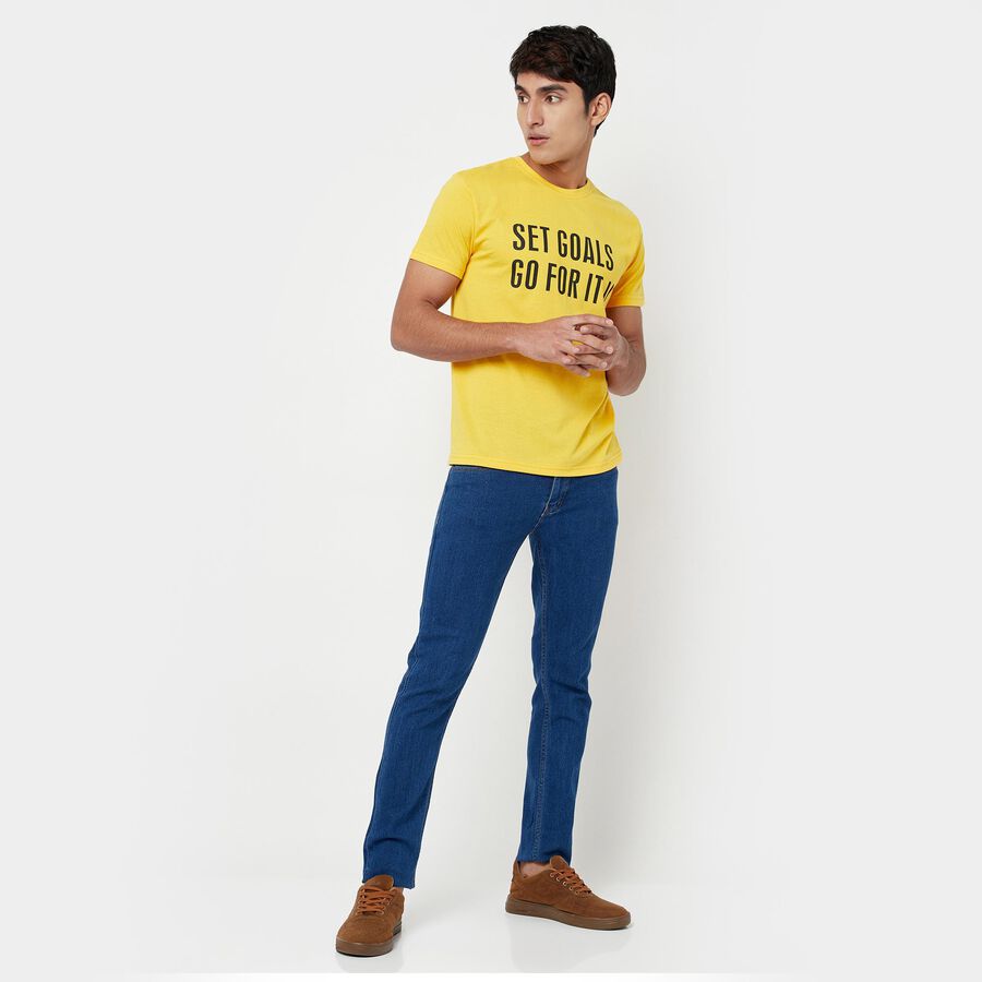 Single Jersey Round Neck T-Shirt, Yellow, large image number null