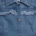 Girls' Light Denim Blue Button-Down Sleeveless Frock, Light Blue, small