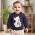 Infants' Navy Blue Round Neck Pullover Sweatshirt, Navy Blue, small