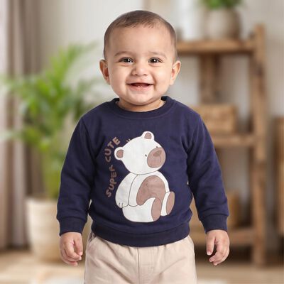 Infants' Navy Blue Round Neck Pullover Sweatshirt