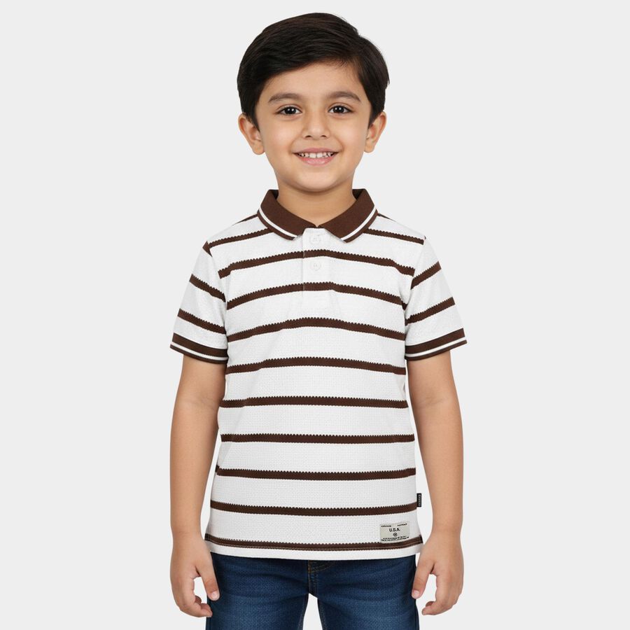 Boys Brown Round Neck Casual Boys T-Shirt, भूरा, large