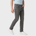 Men's Dark Grey Slim Fit Washed Jeans, गहरा ग्रे, small