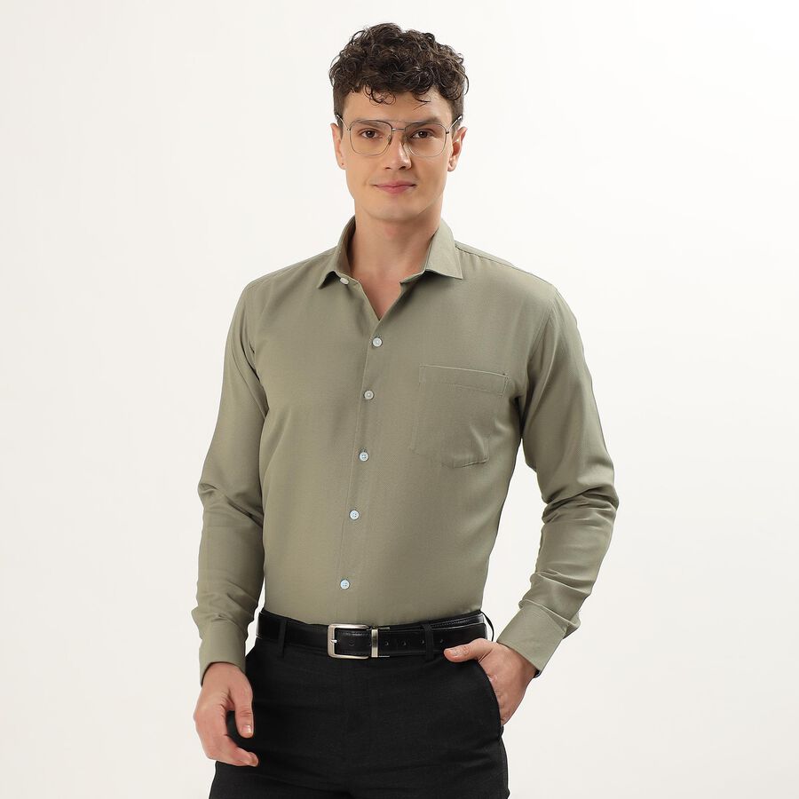 Men's Olive Green Slim Fit Formal Shirt, Olive, large image number null
