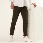 Men's Slim Fit Casual Trousers, Olive, small