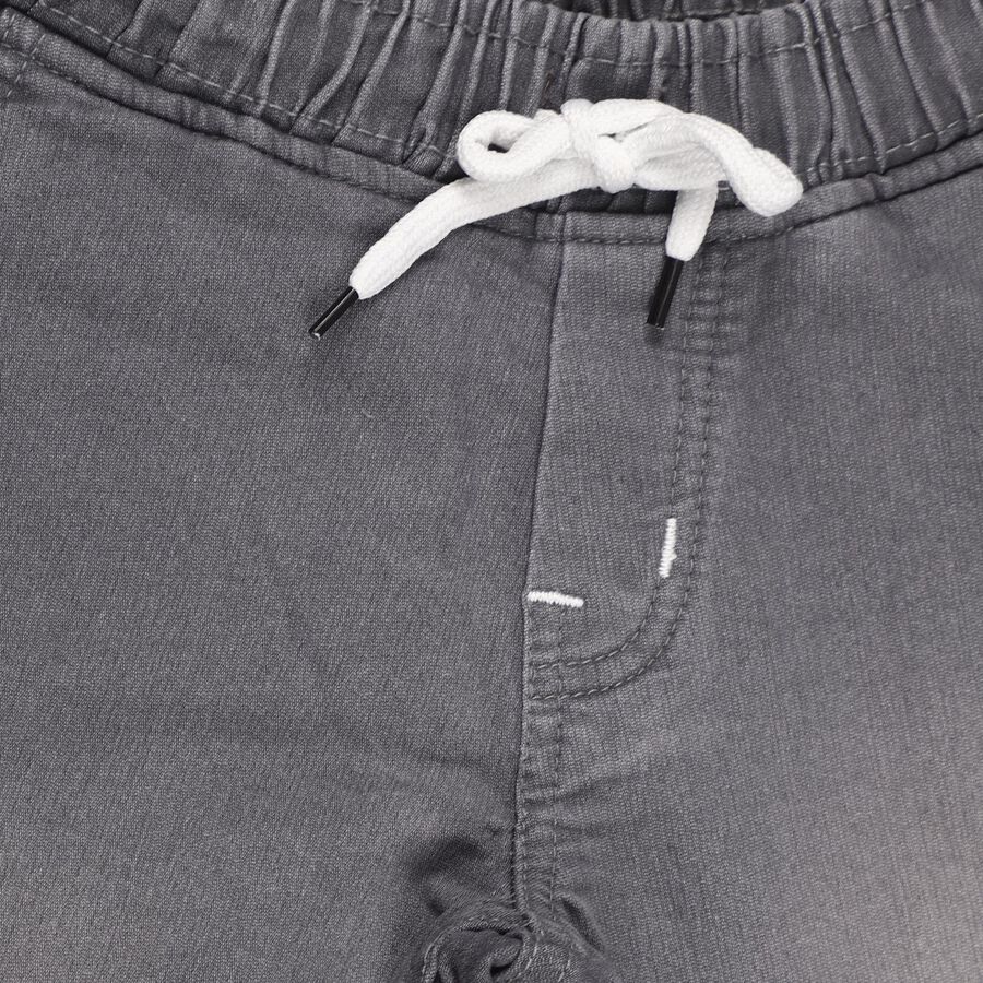 Boys' Muted Charcoal Grey Regular Fit Elastic Waist Jeans, हल्का ग्रे, large image number null